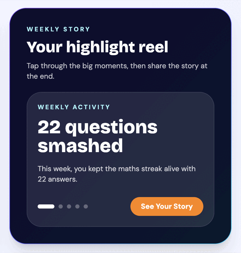 Story mode showing a weekly highlight reel